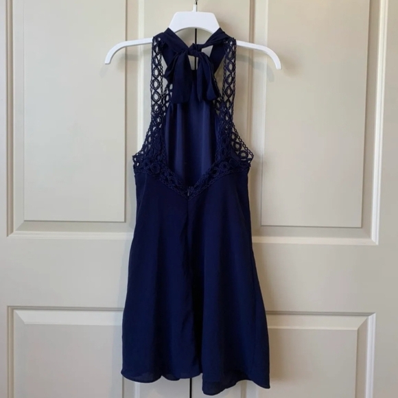 Lulu's Blue A-line Halter Cocktail Dress - Picture 4 of 8